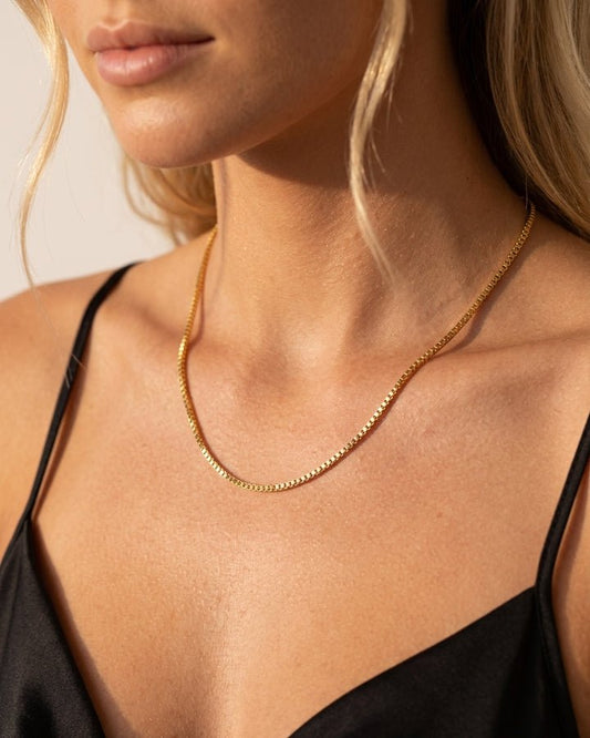 Lena Box Chain Necklace - Onyxelle