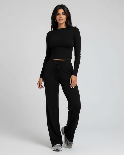 Ensemble Cocoon Aléane — Top Ajusté & Pantalon Évasé