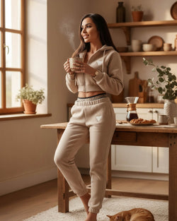 Ensemble Cocoon Adéliane — Sweat Zippé & Jogging Doux - Beige / 34