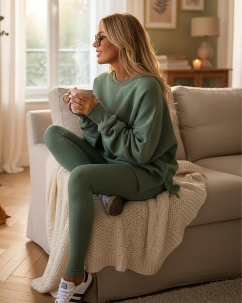 Ensemble Cocoon Élina — Sweat Oversize & Legging - Menthe / 34