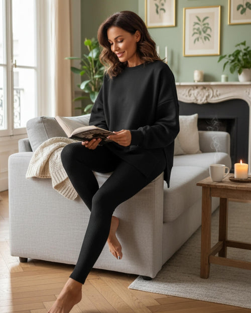 Ensemble Cocoon Élina — Sweat Oversize & Legging - Noir / 34