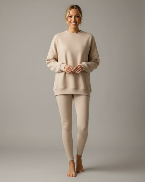 Ensemble Cocoon Émérane — Sweat Ample & Legging Sculptant - Beige / 34