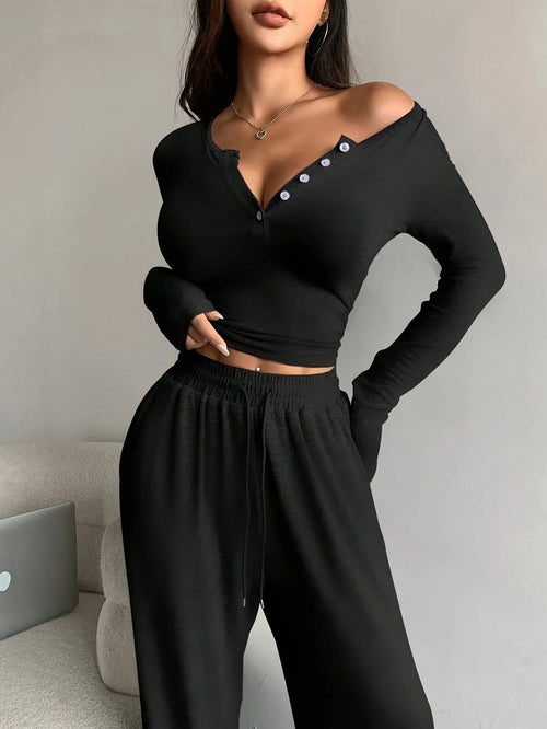 Ensemble Top Manches Longues et Pantalon Large Daryne