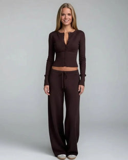 Ensemble Cocoon Vénaska — Gilet Court & Pantalon Fluide - Ivoire / 34
