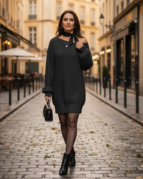 Robe Pull Oversize en Maille Sienne - Noir / 34
