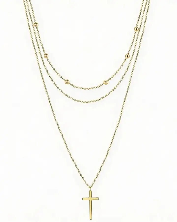 Elara Cross Layered Necklace - Onyxelle