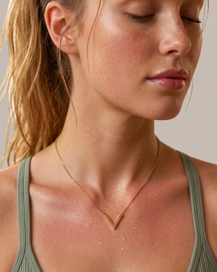 Selene V Pendant Necklace — rose gold V pendant necklace by Onyxelle