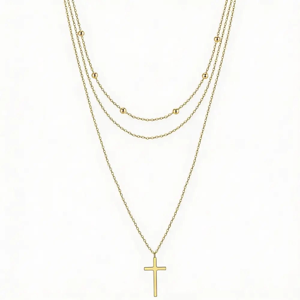 Elara Cross Layered Necklace - Onyxelle