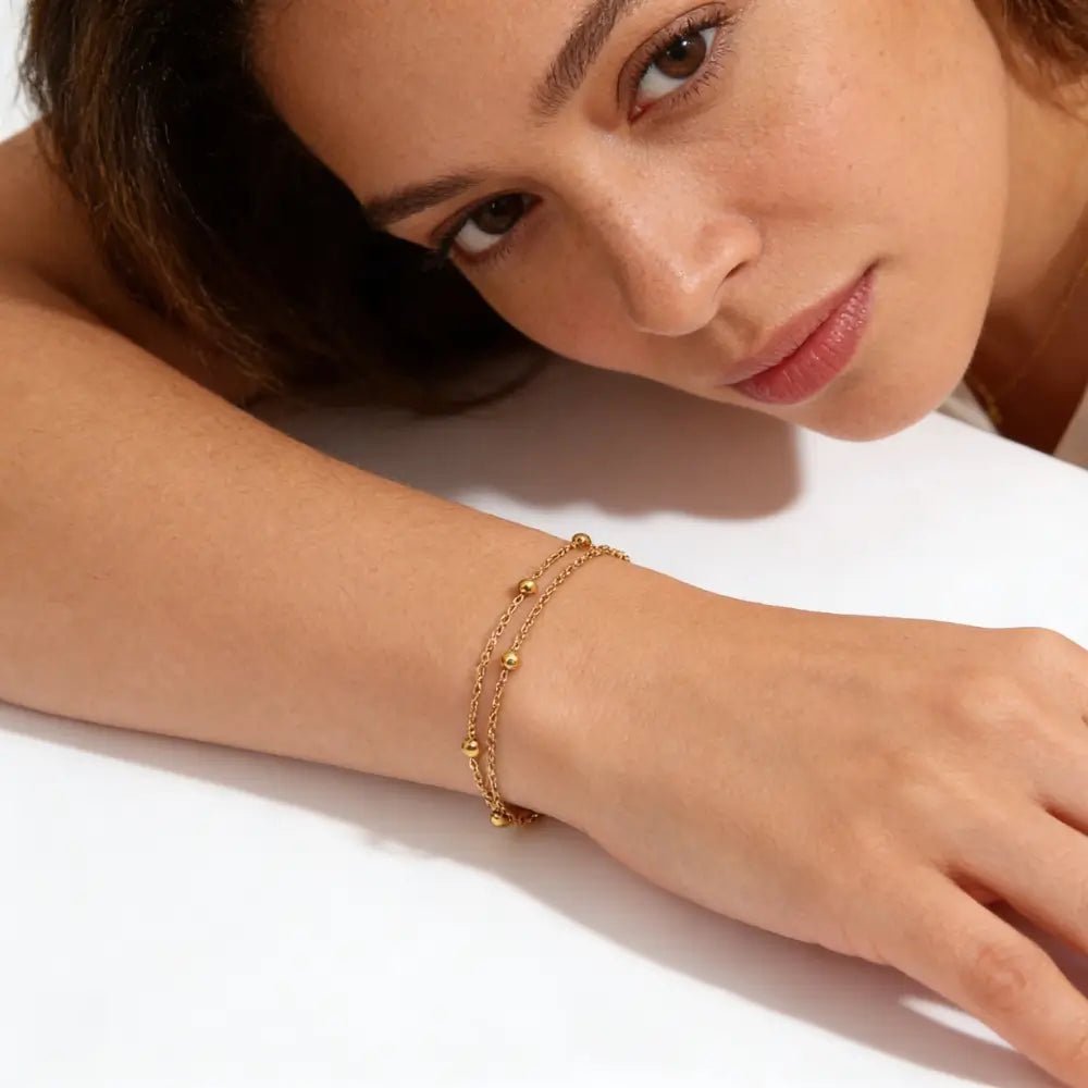 Celeste Double Bead Chain Bracelet - Onyxelle