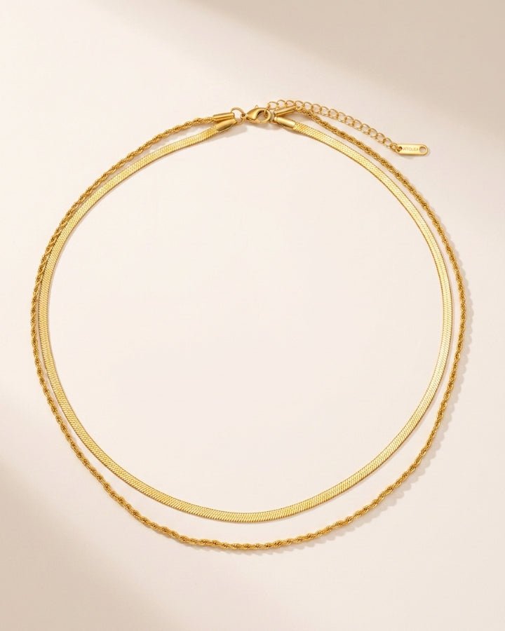 Reva Double Layer Chain Necklace - Onyxelle