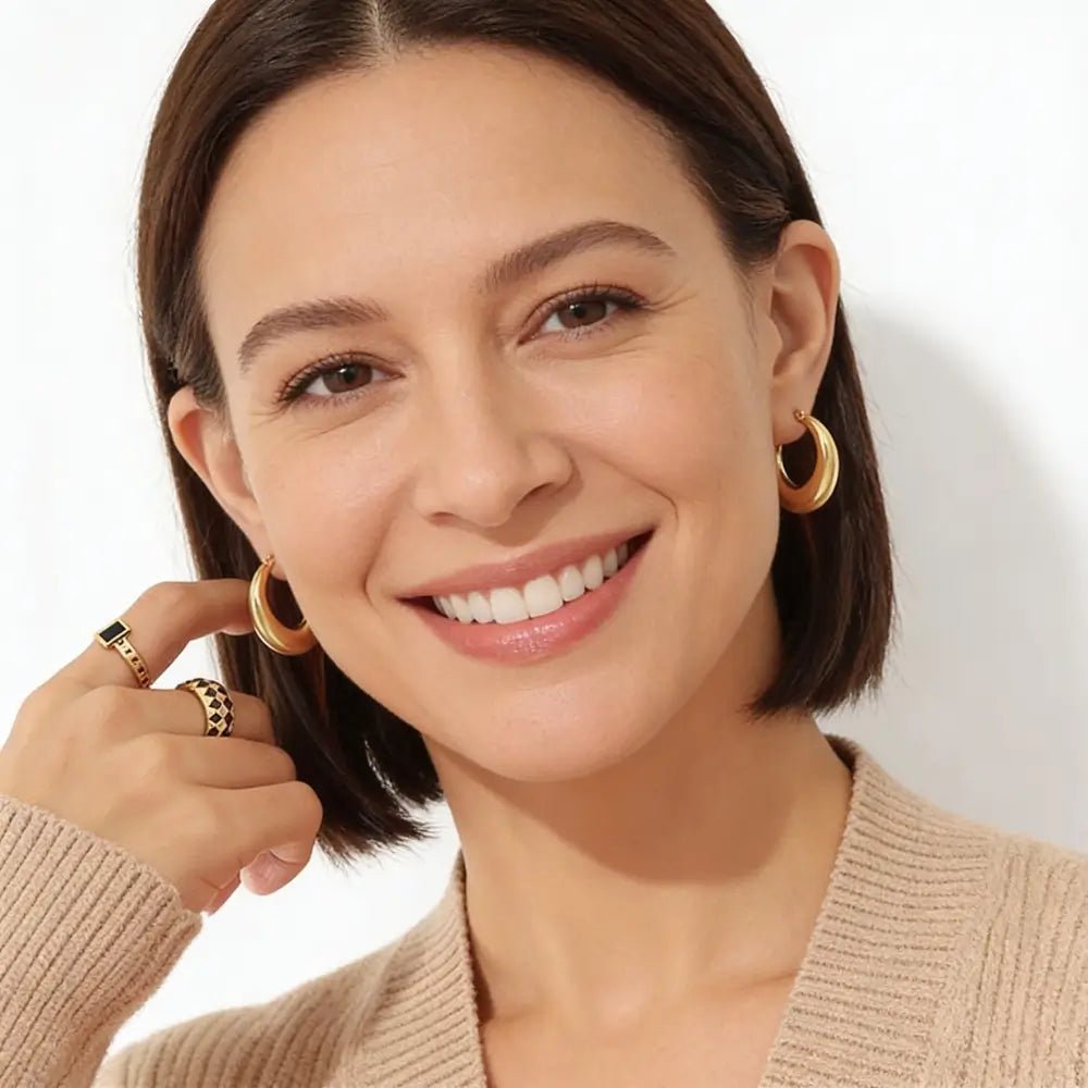 Kaelra Hoop Earrings pair — small gold hoop earrings, lightweight