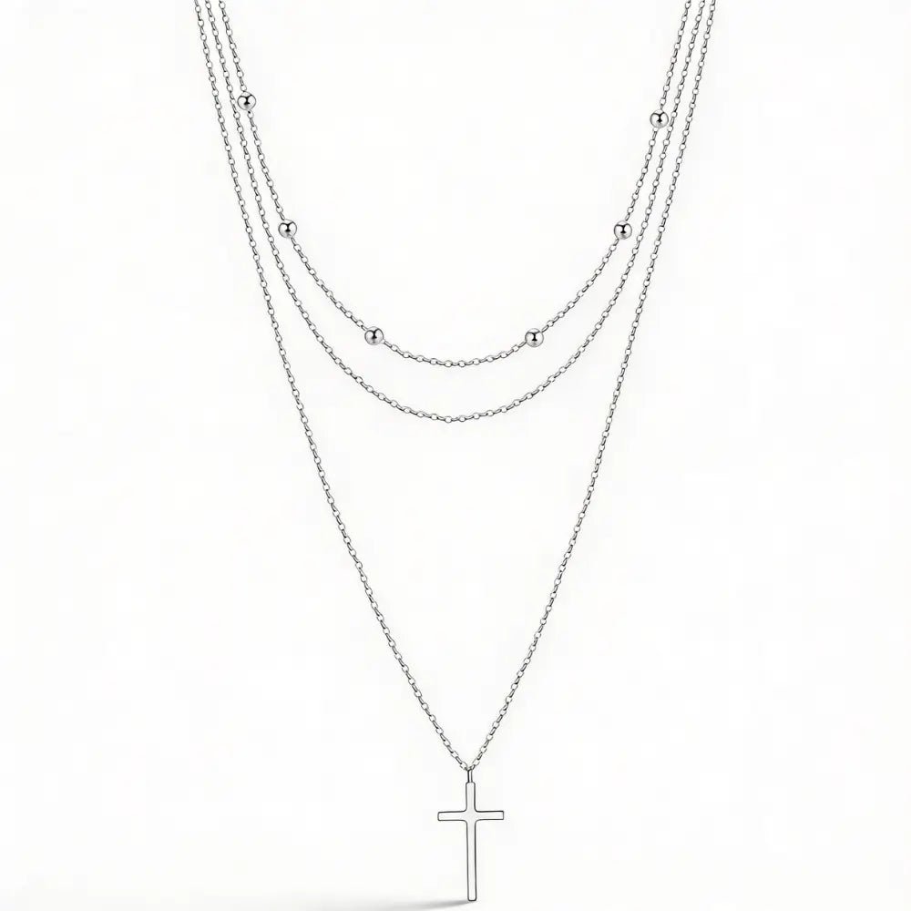 Elara Cross Layered Necklace - Onyxelle