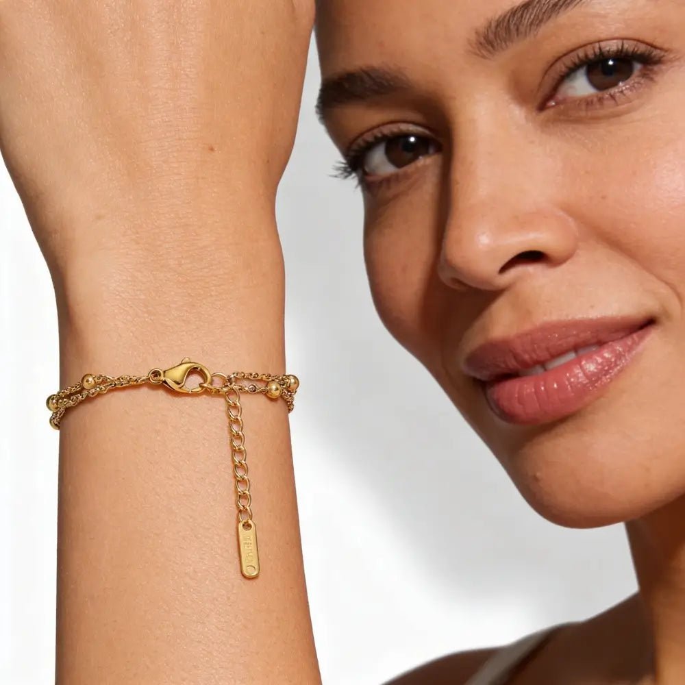 Celeste Double Bead Chain Bracelet - Onyxelle
