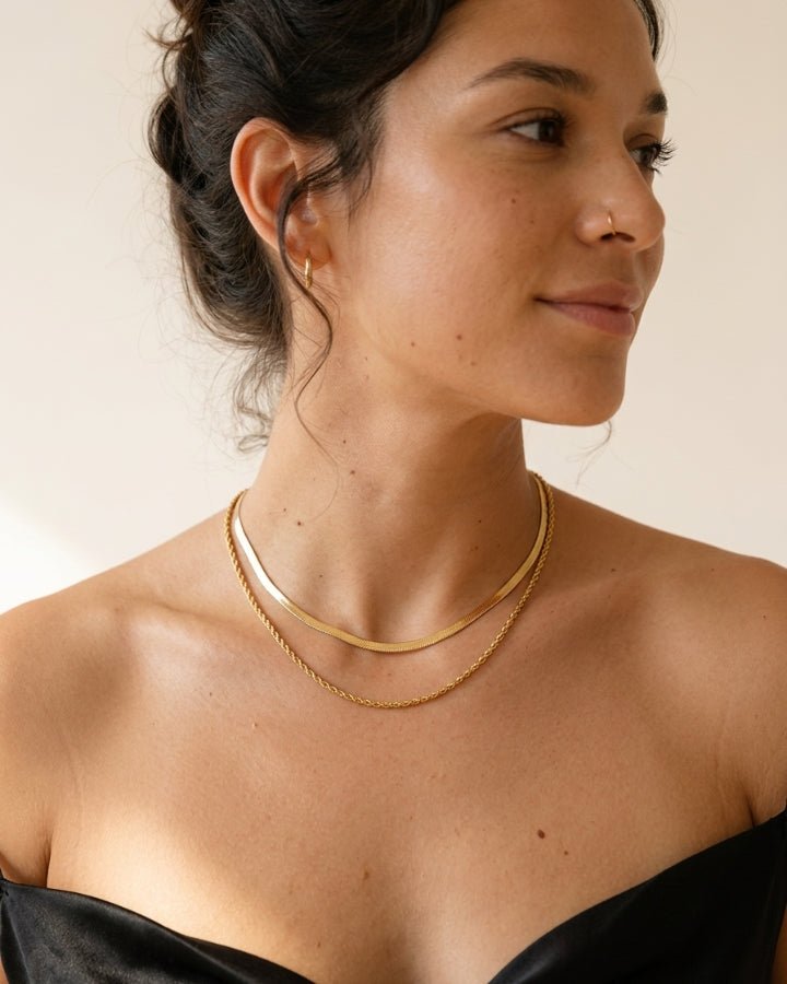 Reva Double Layer Chain Necklace - Onyxelle