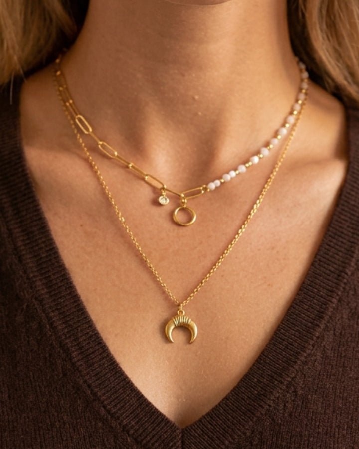 Maia Moon and Pearl Necklace - Onyxelle