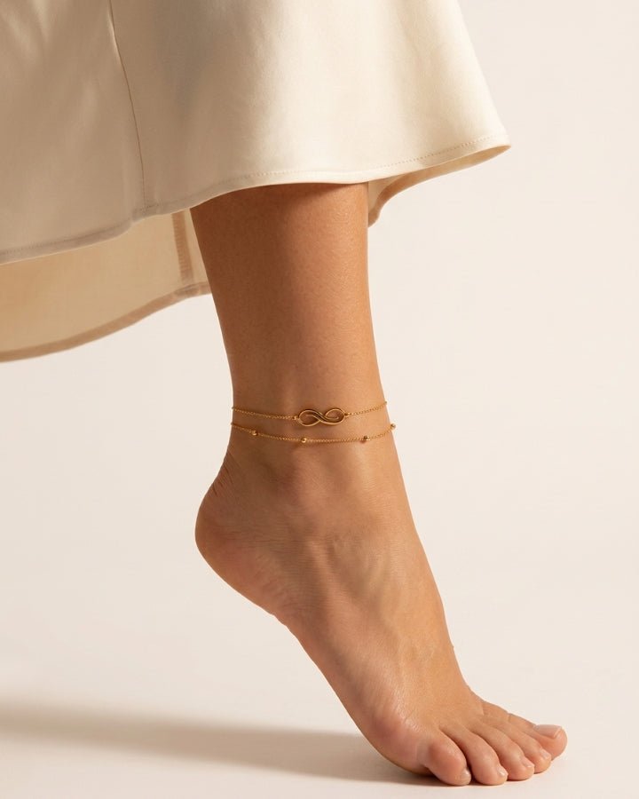 Maris Infinity Beaded Anklet - Onyxelle