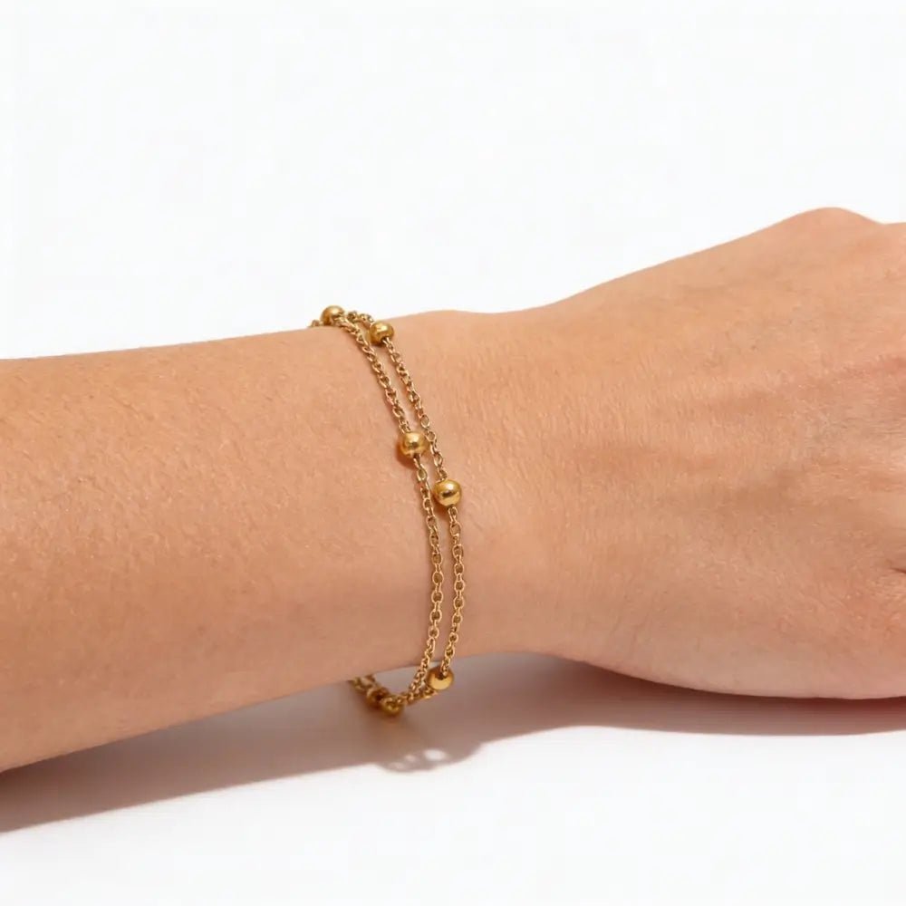Celeste Double Bead Chain Bracelet - Onyxelle