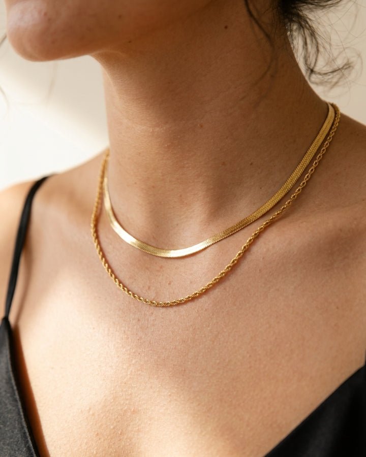 Reva Double Layer Chain Necklace - Onyxelle
