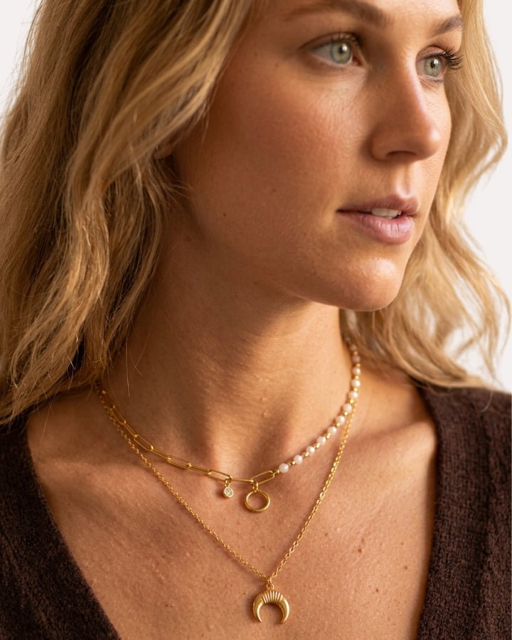 Maia Moon and Pearl Necklace - Onyxelle