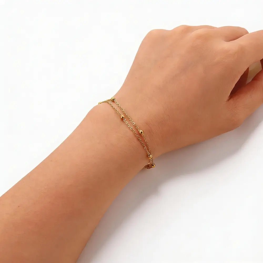 Celeste Double Bead Chain Bracelet - Onyxelle