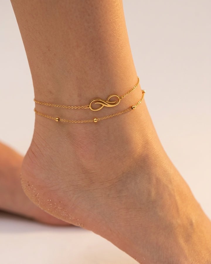Maris Infinity Beaded Anklet - Onyxelle