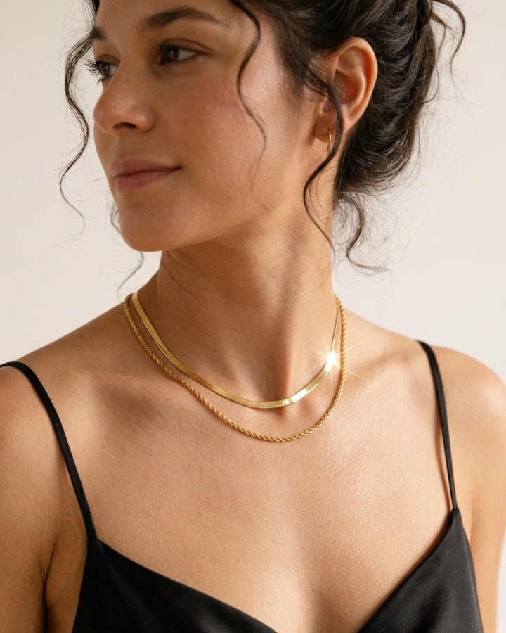 Reva Double Layer Chain Necklace - Onyxelle