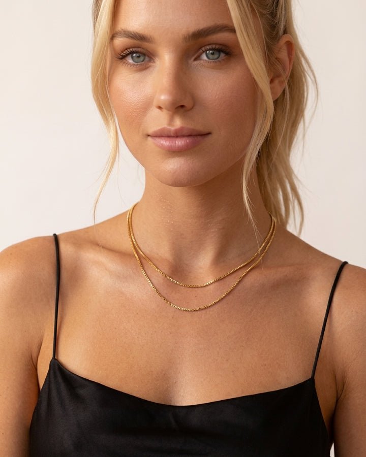 Lena Box Chain Necklace - Onyxelle