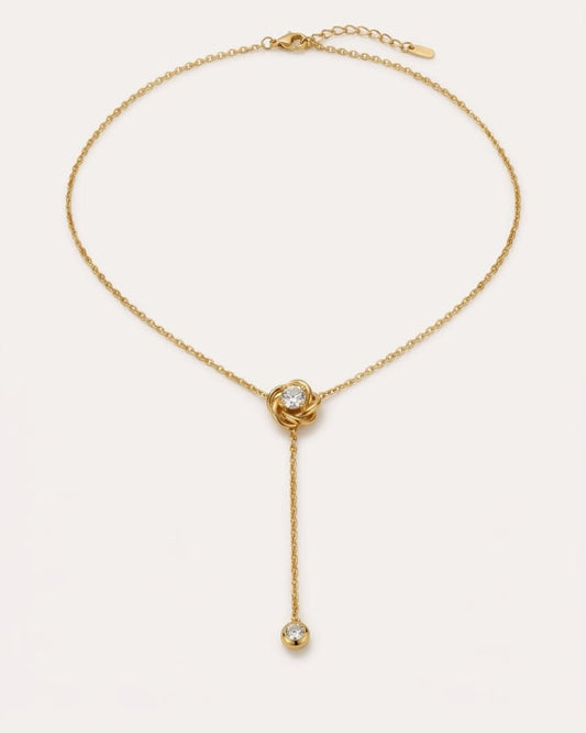 Rose-Flower Drop Necklace - Onyxelle