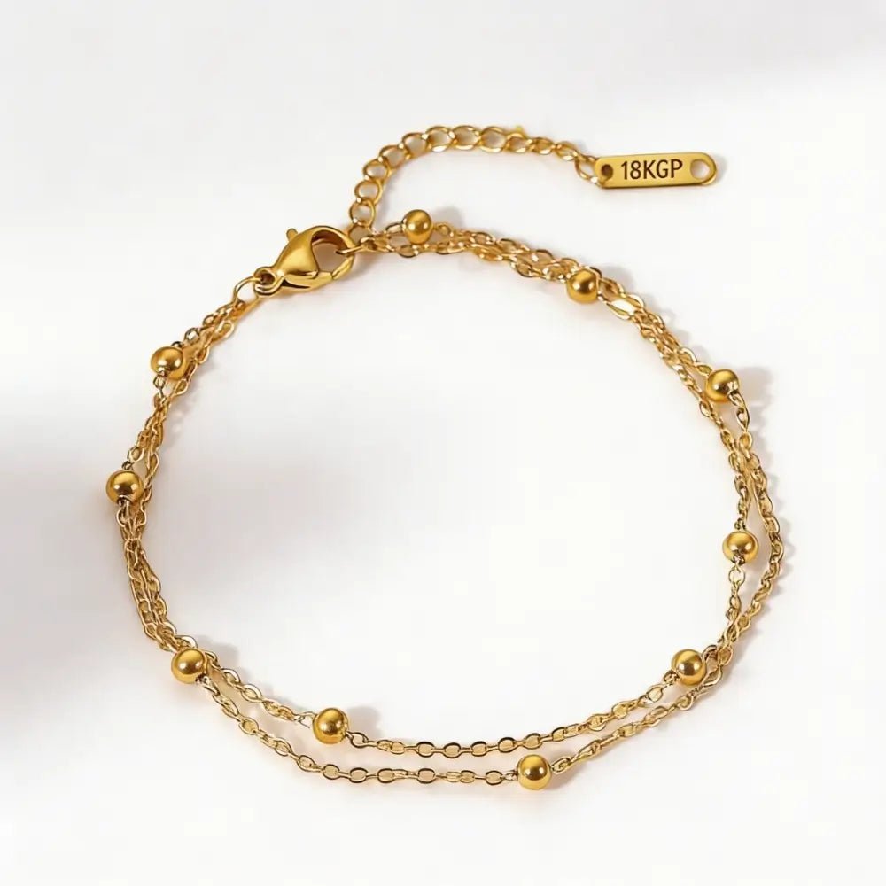 Celeste Double Bead Chain Bracelet - Onyxelle