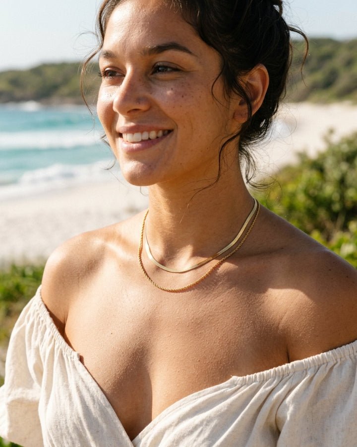 Reva Double Layer Chain Necklace - Onyxelle