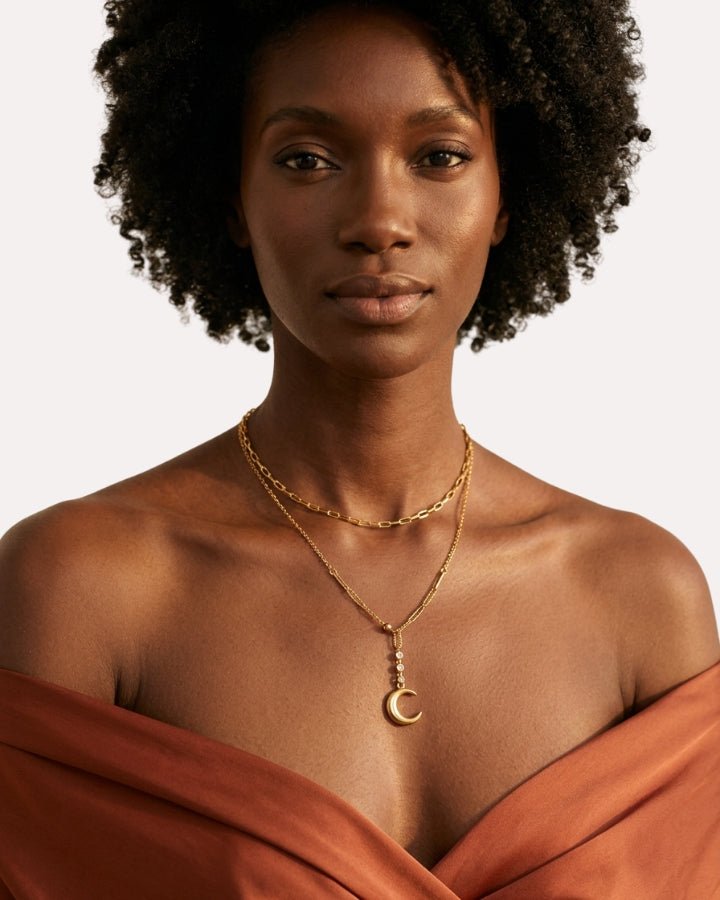 Luna Layered Moon Necklace - Onyxelle