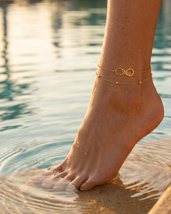 Maris Infinity Beaded Anklet - Onyxelle