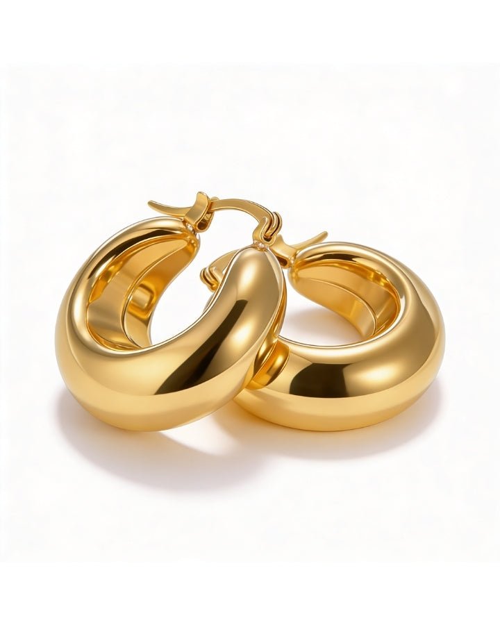 Vega Chunky Hoop Earrings - Onyxelle