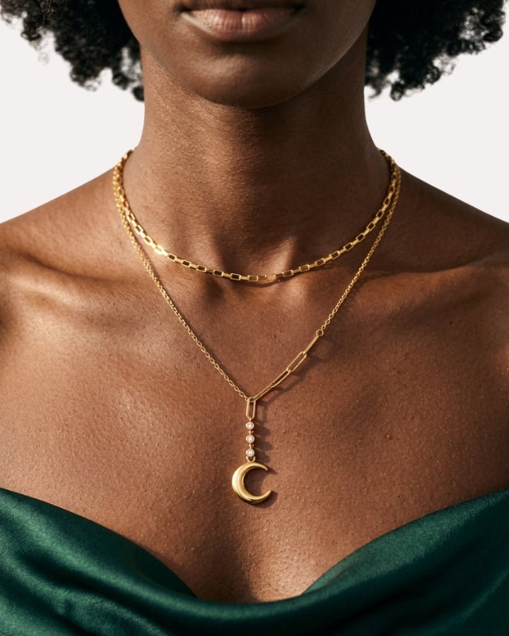 Luna Layered Moon Necklace - Onyxelle