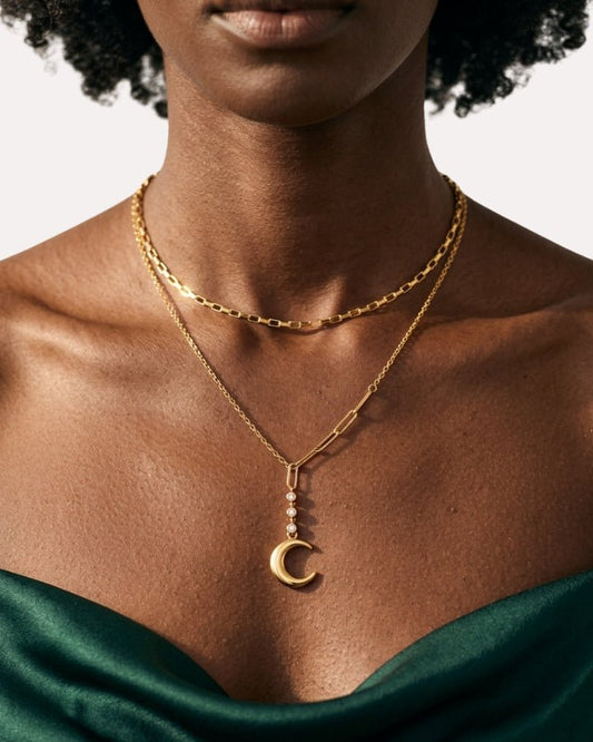Luna Layered Moon Necklace - Onyxelle