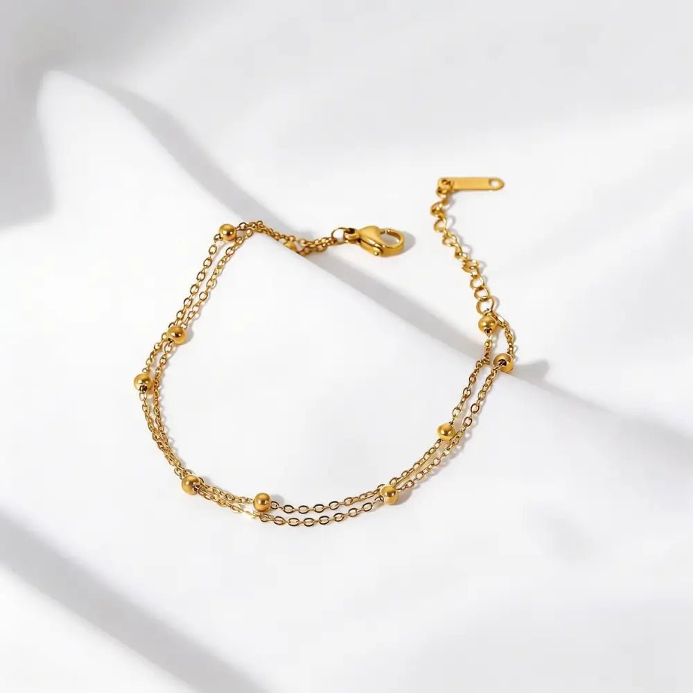 Celeste Double Bead Chain Bracelet - Onyxelle