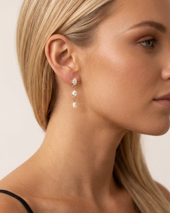 Aveline Crystal Drop Earrings - Onyxelle