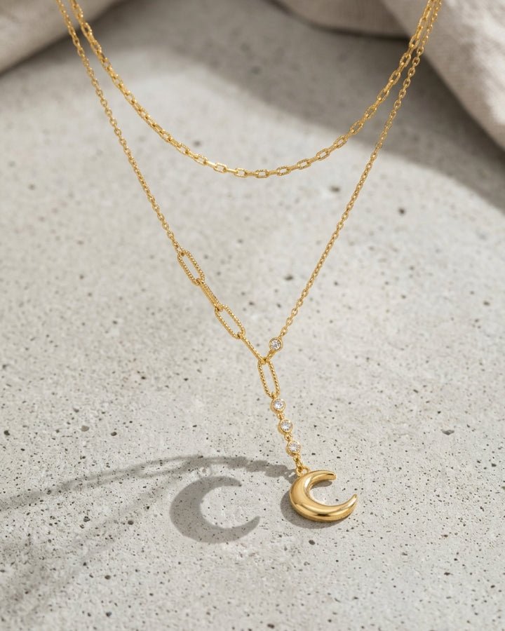 Luna Layered Moon Necklace - Onyxelle