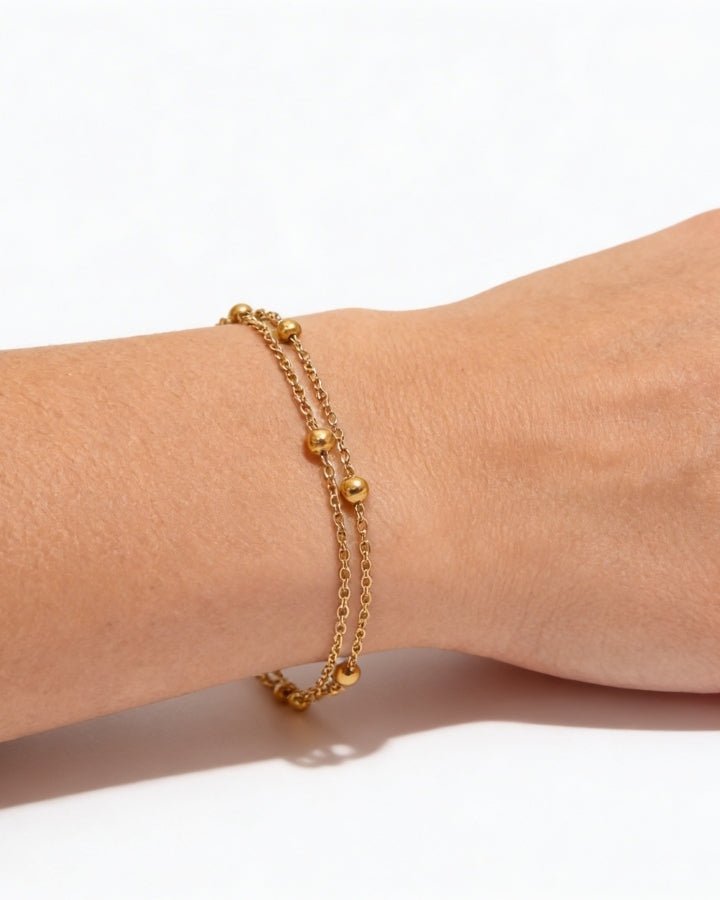 Celeste Double Bead Chain Bracelet - Onyxelle