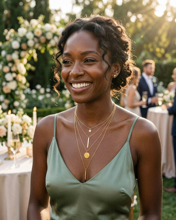 RILEY K. wearing the Velira Layered Necklace