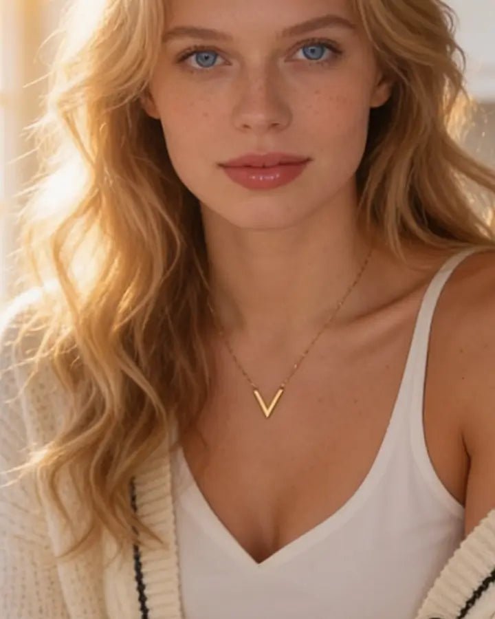 Selene V Pendant Necklace Rose Gold - Onyxelle