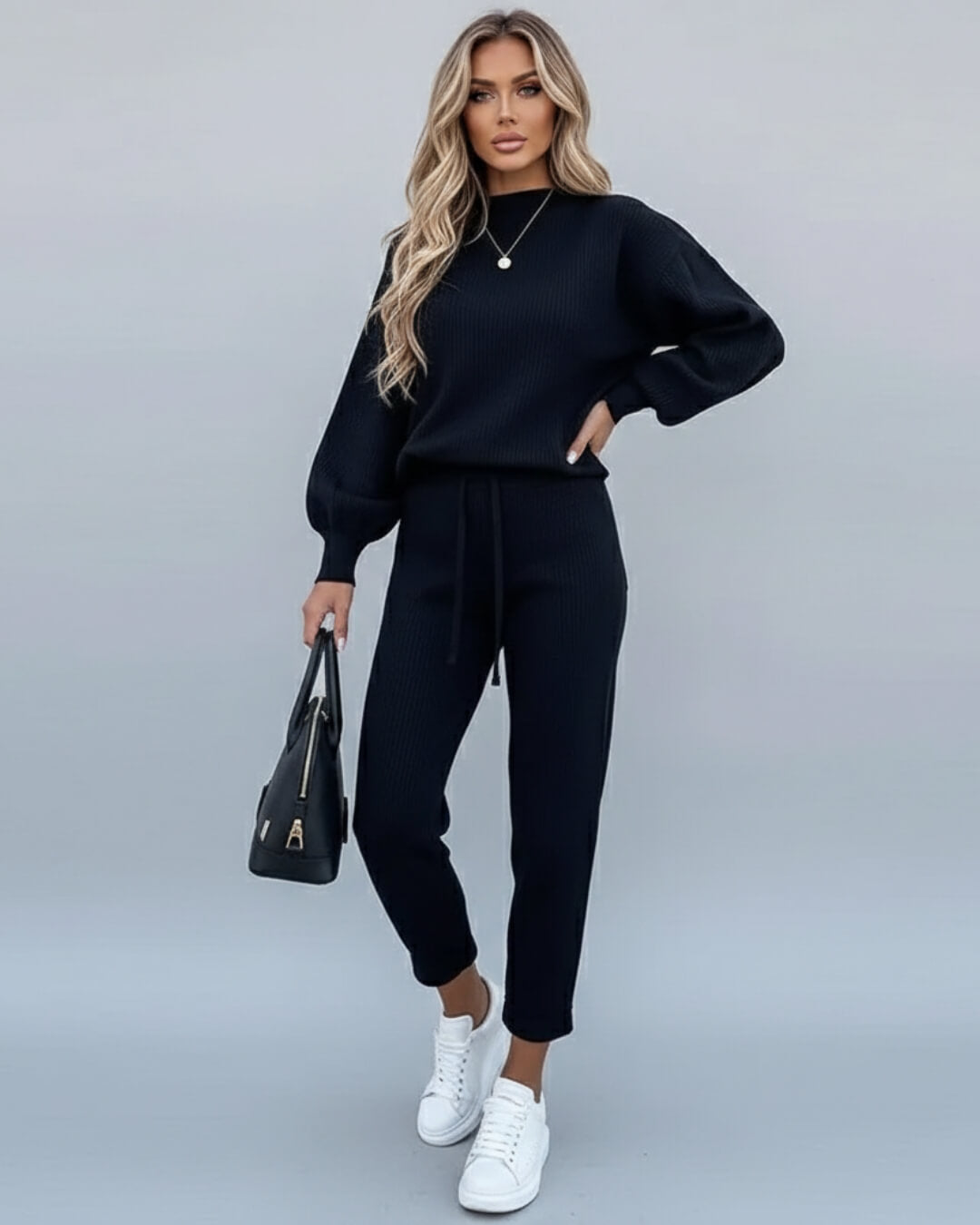 Ensemble Cocoon Miléna — Jogging Doux & Détente Élégante-Blanc-