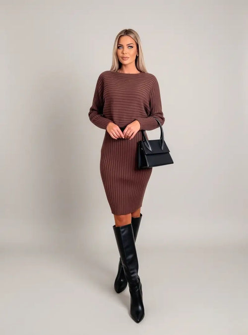 Ensemble Robe Midi et Pull en Maille Calypso