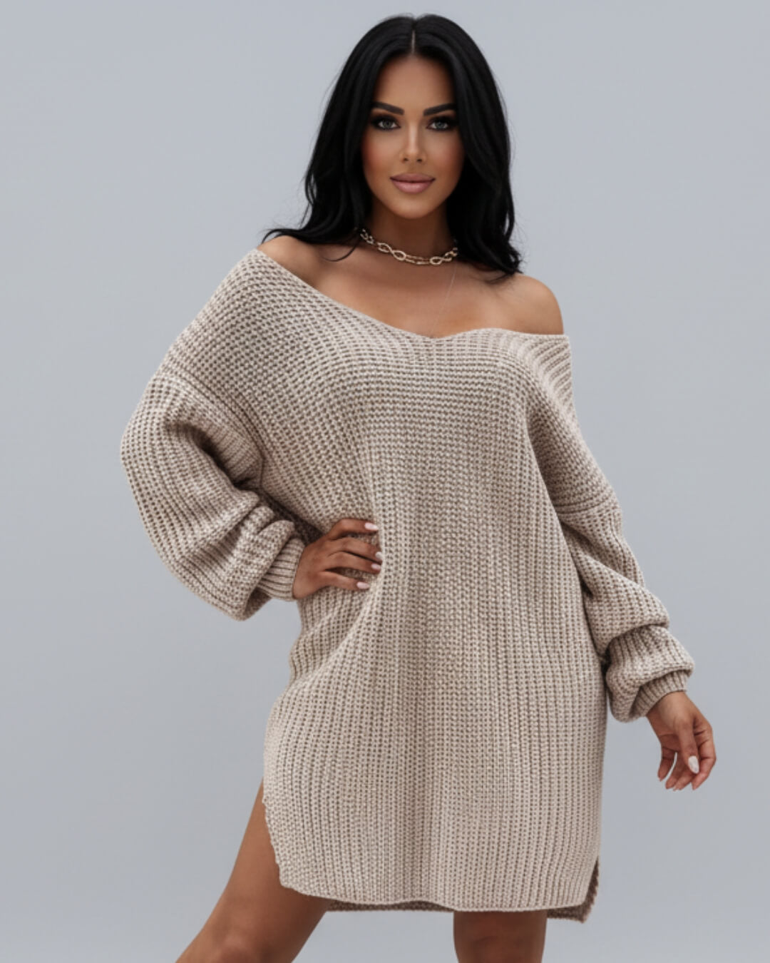 Pull Cocoon Lérane — Maille Ajourée Longue-Abricot-