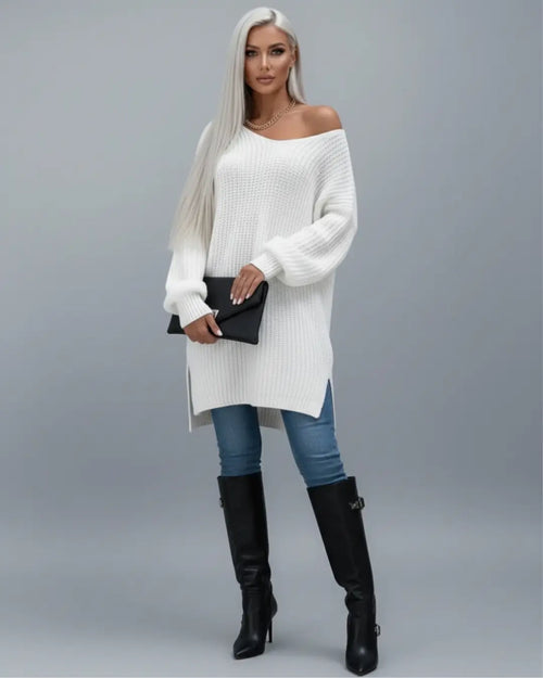 Niselle Openwork Knit Long Sweater