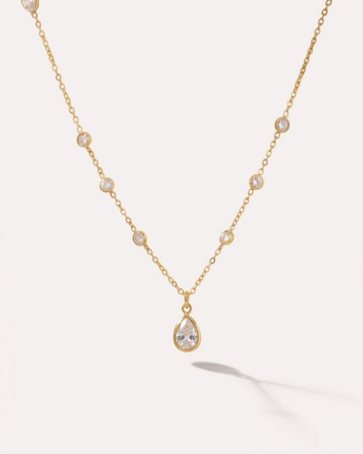 Solene Crystal Drop Necklace - Onyxelle