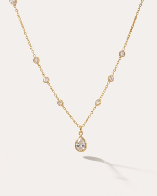Solene Crystal Drop Necklace - Onyxelle