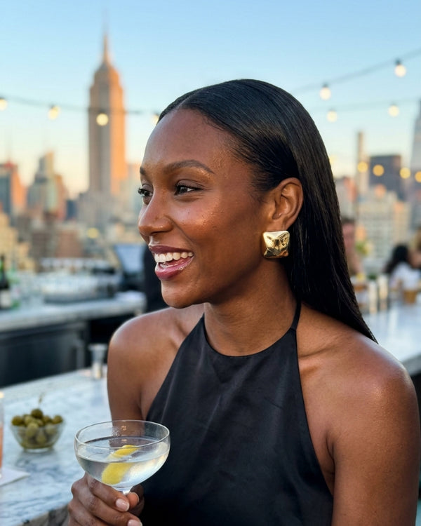 JADA W. wearing the Stella Statement Stud Earrings