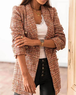 Blazer Long en Tissu Texturé Reine - Beige / XS