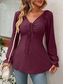 Blouse à Décolleté Froncé Séliane - Bordeaux / 34